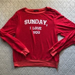 NWOT Wildfox “Sunday, I love you” Jumper